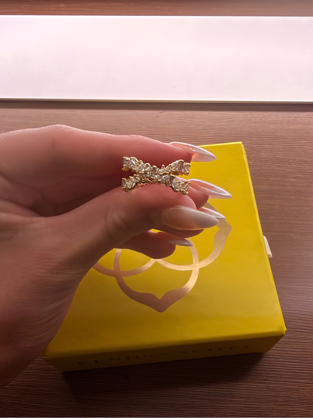 Kendra Scott Gold Bow Ring with Clear Crystals